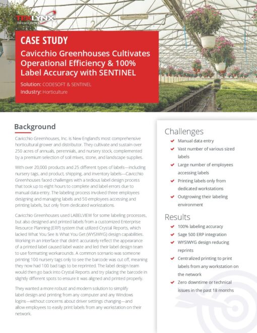 Teklynx Case Study - Cavicchio Greenhouse